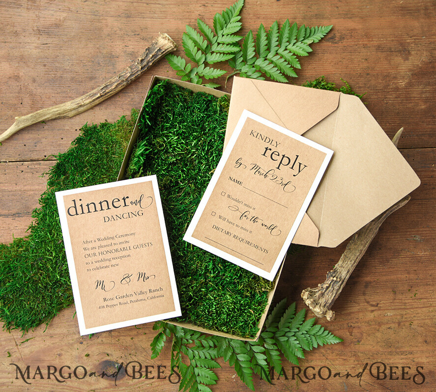 WEDDING INVITATIONS forest / Mountains / woodland theme Wedding invitations custom, forest wooden stationery