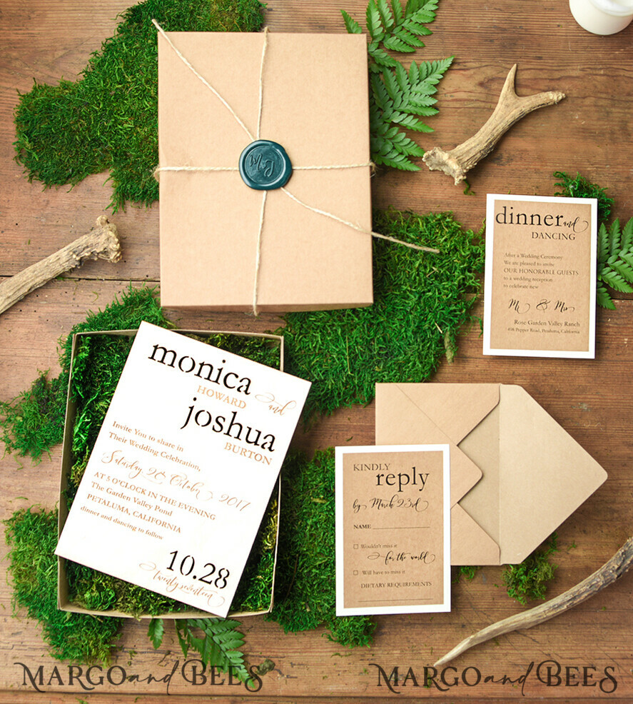 WEDDING INVITATIONS forest / Mountains / woodland theme Wedding invitations custom, forest wooden stationery