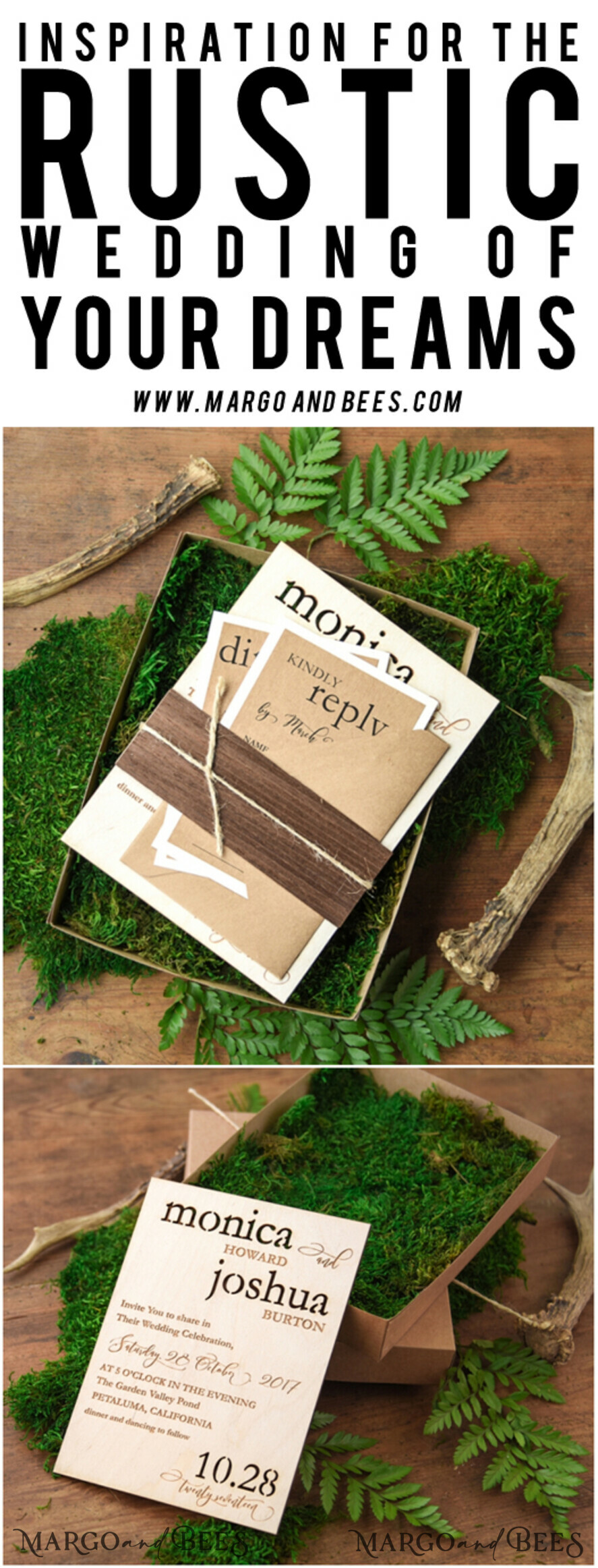 WEDDING INVITATIONS forest / Mountains / woodland theme Wedding invitations custom, forest wooden stationery