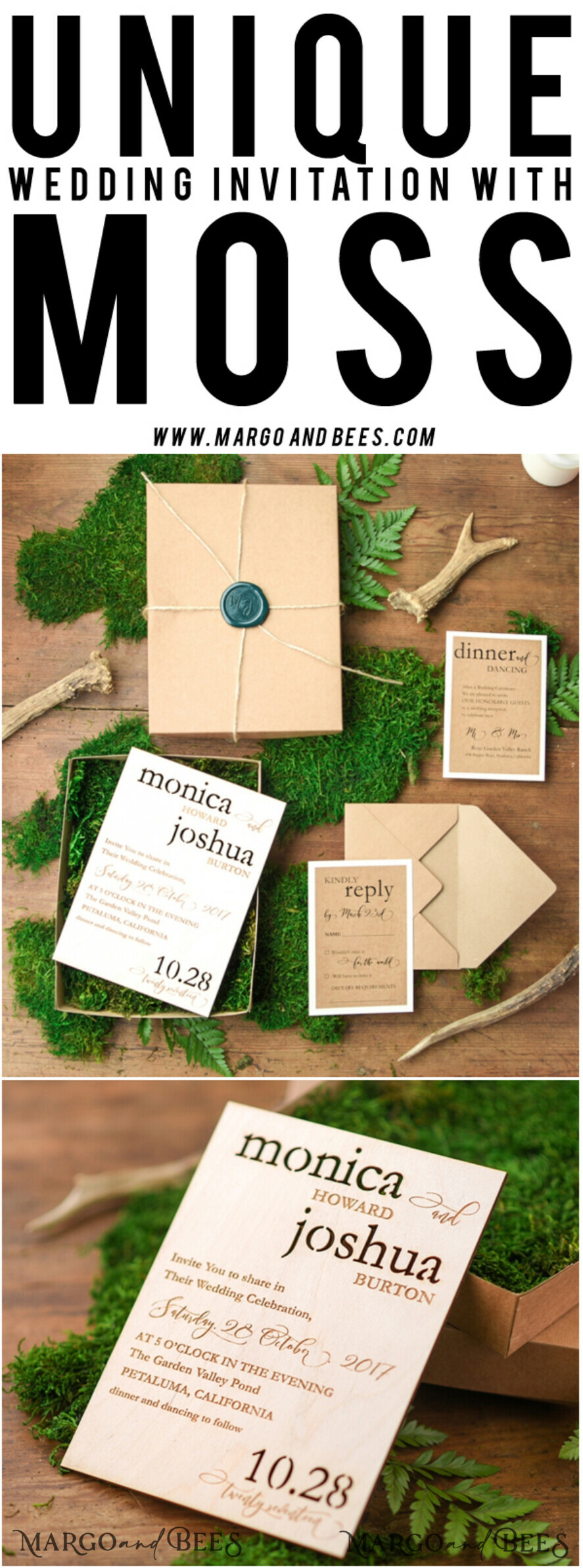 WEDDING INVITATIONS forest / Mountains / woodland theme Wedding invitations custom, forest wooden stationery
