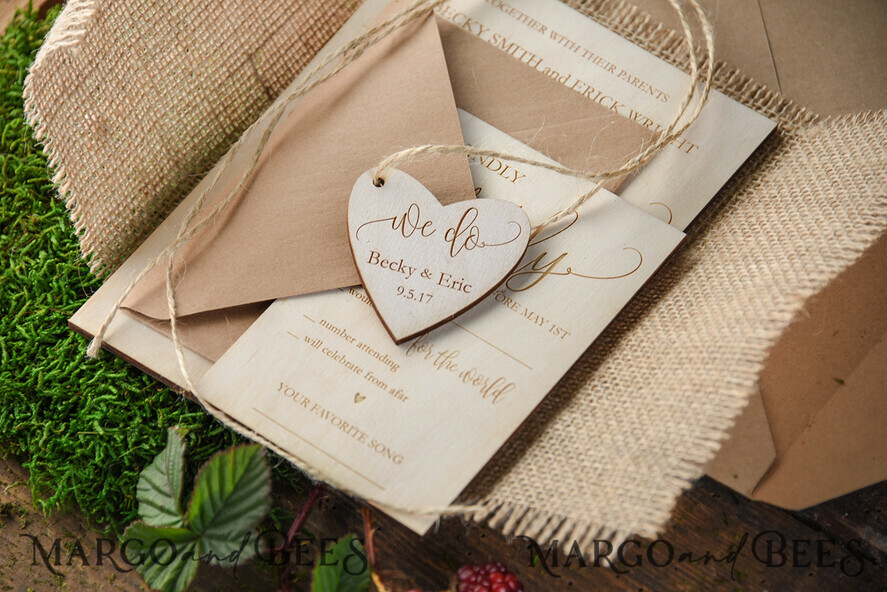 WEDDING INVITATIONS forest / Mountains / woodland theme Unique wedding invitations, rustic wood stationery