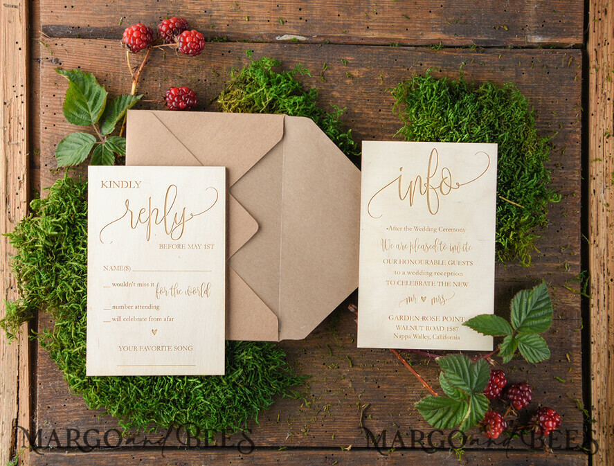 WEDDING INVITATIONS forest / Mountains / woodland theme Unique wedding invitations, rustic wood stationery