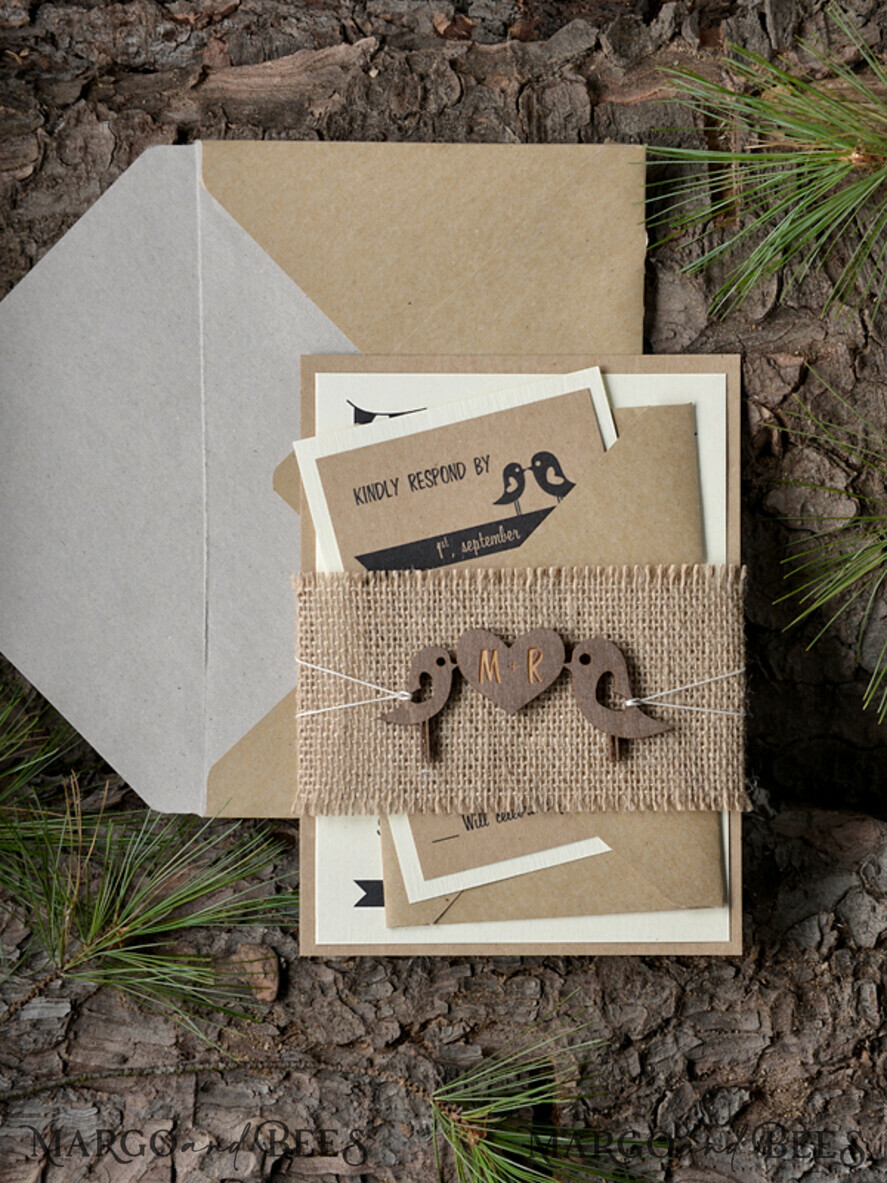 WEDDING INVITATIONS forest / Mountains / woodland theme Wedding invitations custom, forest wooden stationery
