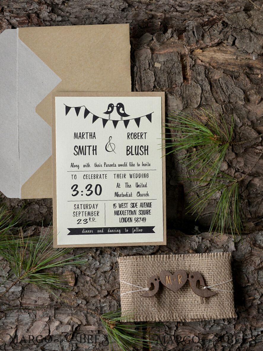WEDDING INVITATIONS forest / Mountains / woodland theme Wedding invitations custom, forest wooden stationery