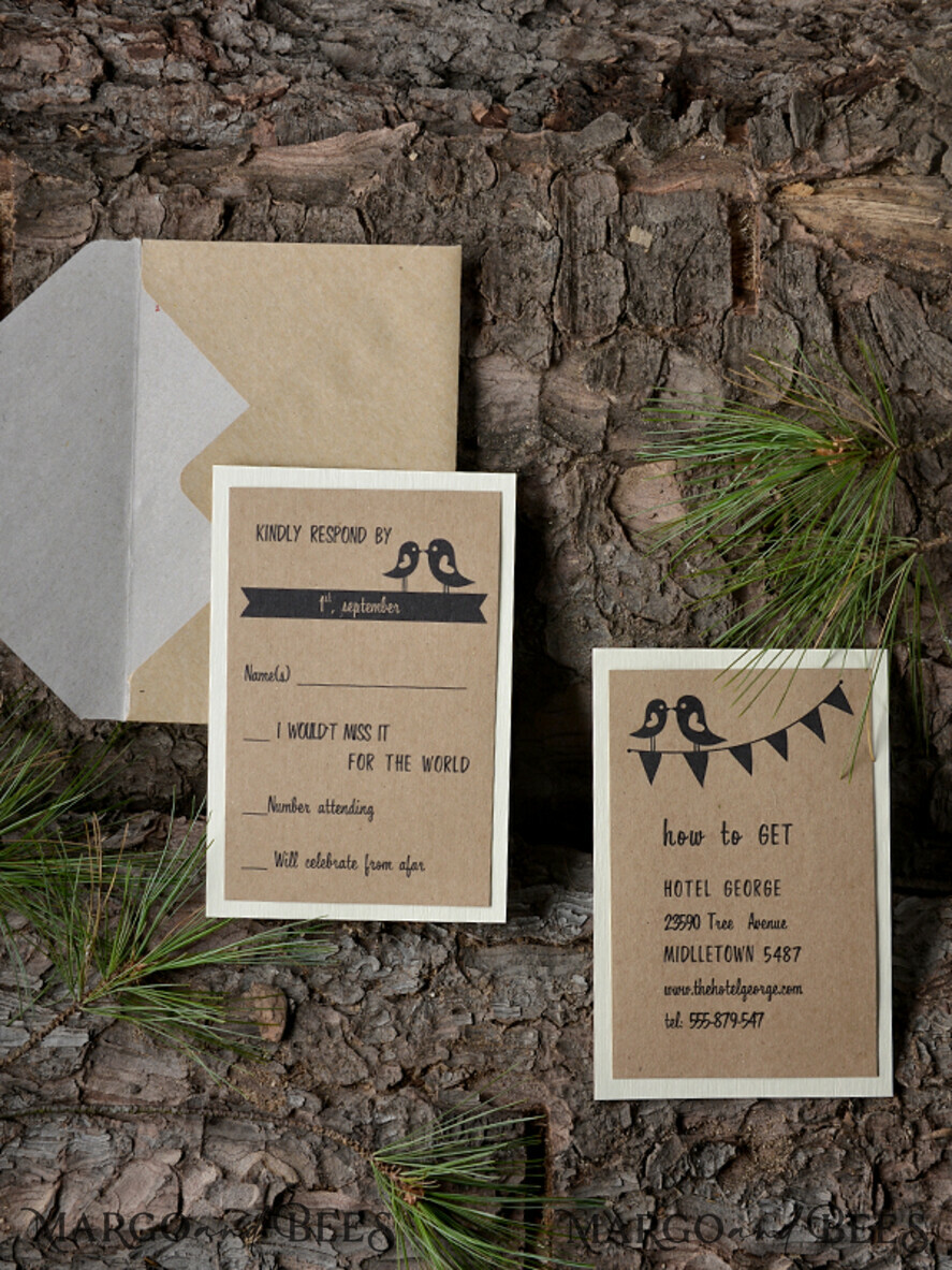 WEDDING INVITATIONS forest / Mountains / woodland theme Wedding invitations custom, forest wooden stationery