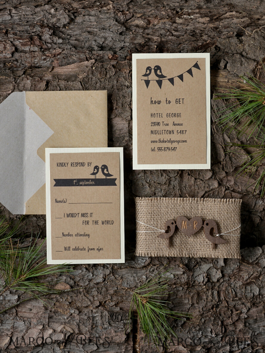 WEDDING INVITATIONS forest / Mountains / woodland theme Wedding invitations custom, forest wooden stationery