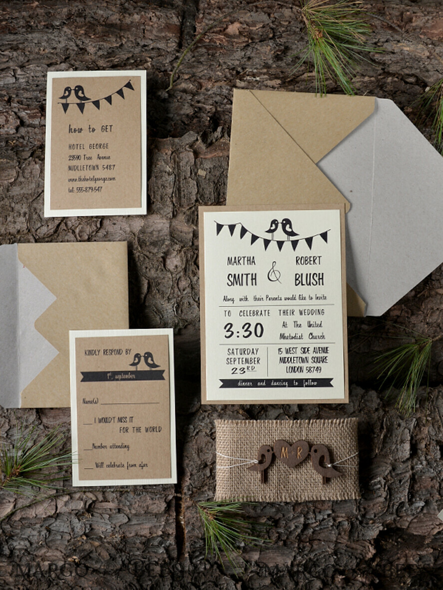 WEDDING INVITATIONS forest / Mountains / woodland theme Wedding invitations custom, forest wooden stationery