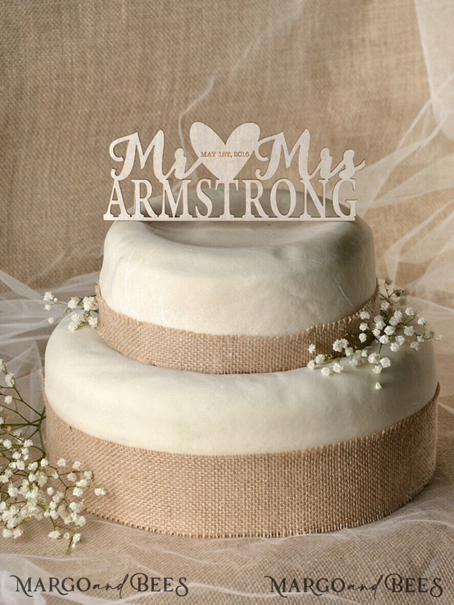 CAKE TOPPER RUSTIC wedding cake topper, wooden