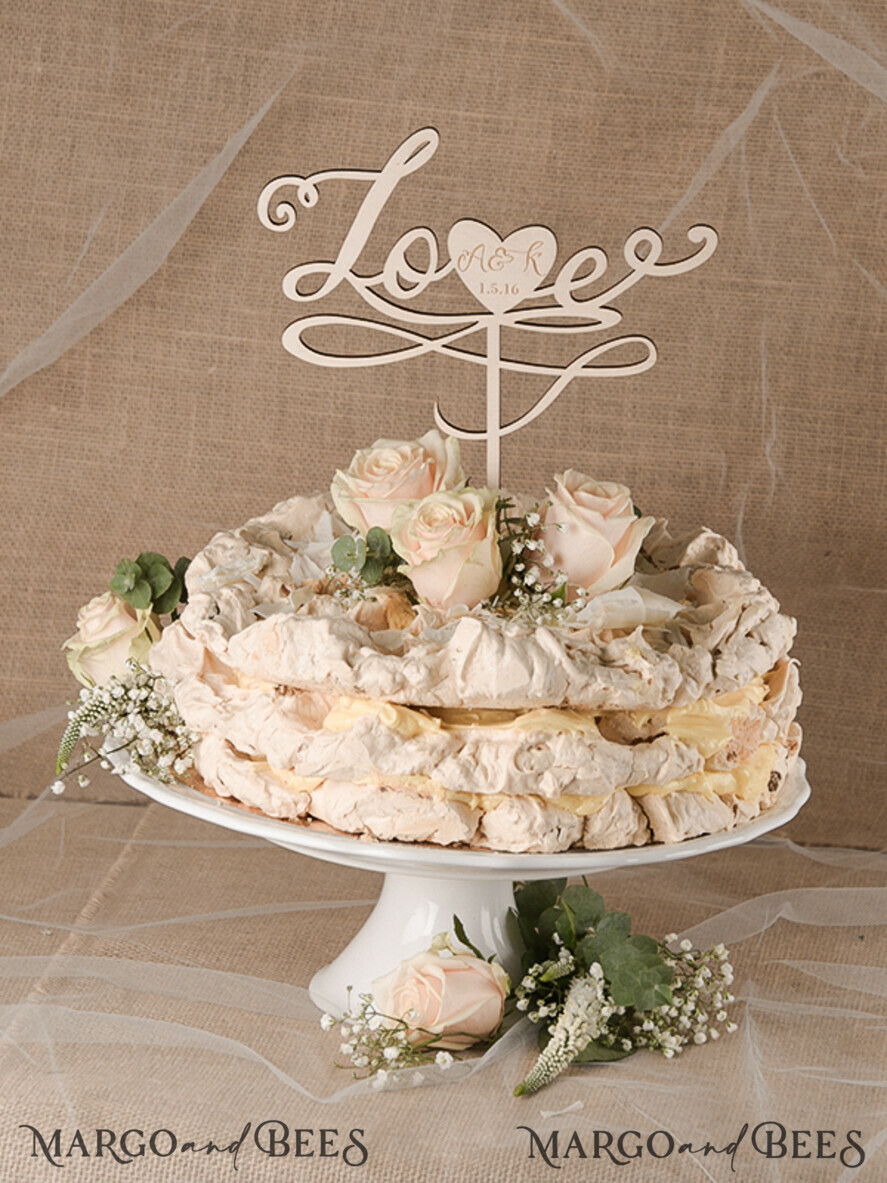 CAKE TOPPER RUSTIC wedding cake topper, wooden