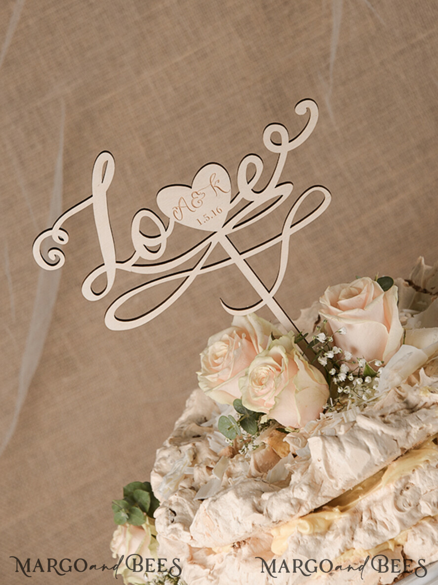 CAKE TOPPER RUSTIC wedding cake topper, wooden