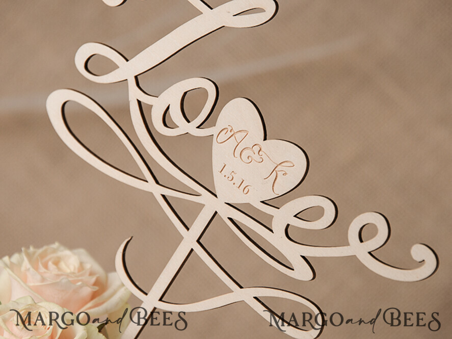 CAKE TOPPER RUSTIC wedding cake topper, wooden