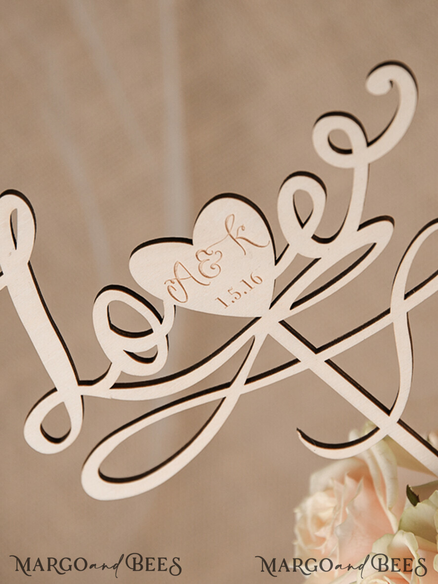 CAKE TOPPER RUSTIC wedding cake topper, wooden