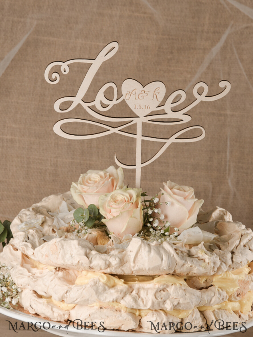 CAKE TOPPER RUSTIC wedding cake topper, wooden