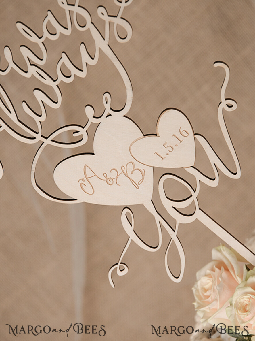 CAKE TOPPER RUSTIC wedding cake topper, wooden