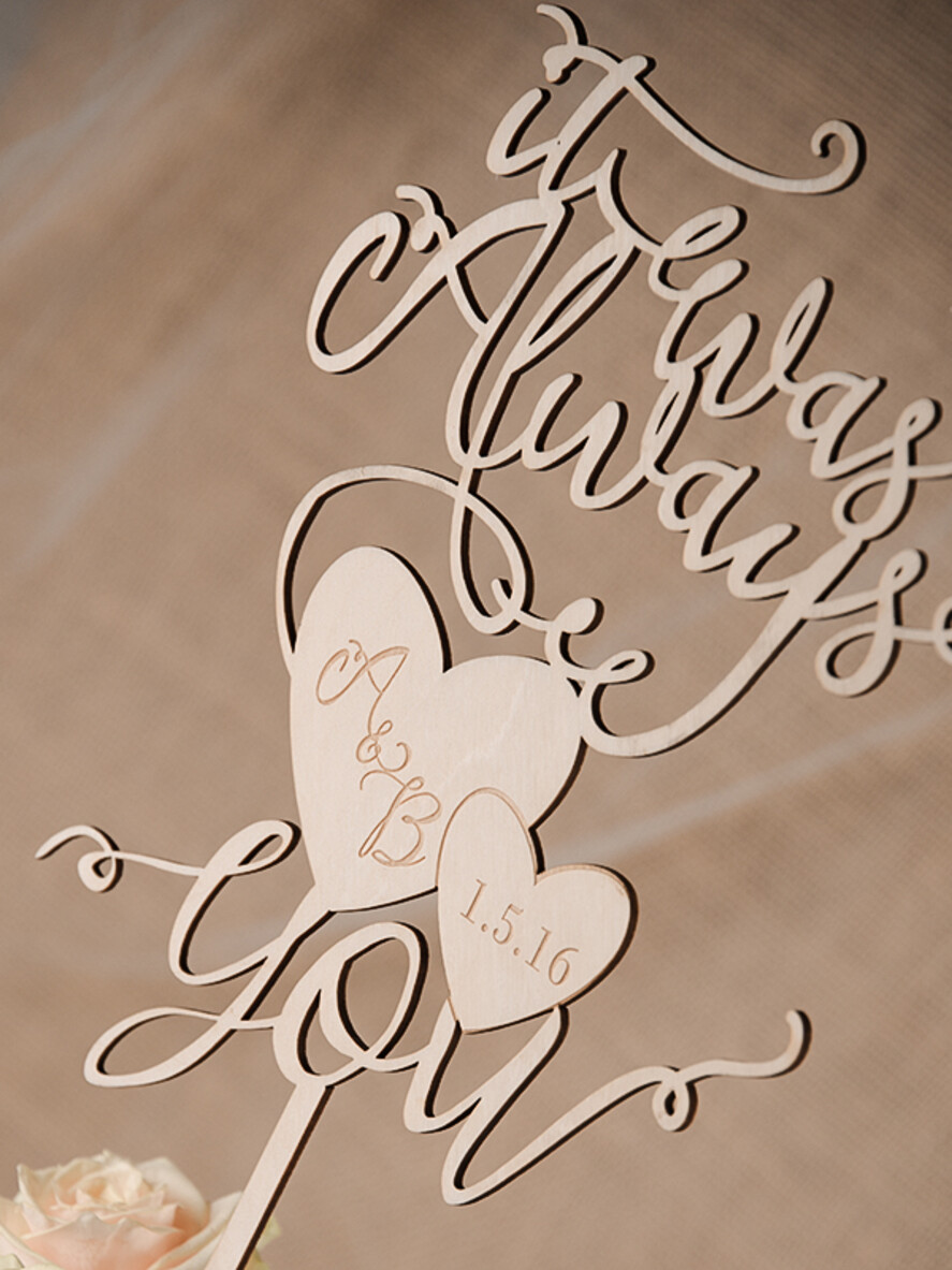 CAKE TOPPER RUSTIC wedding cake topper, wooden