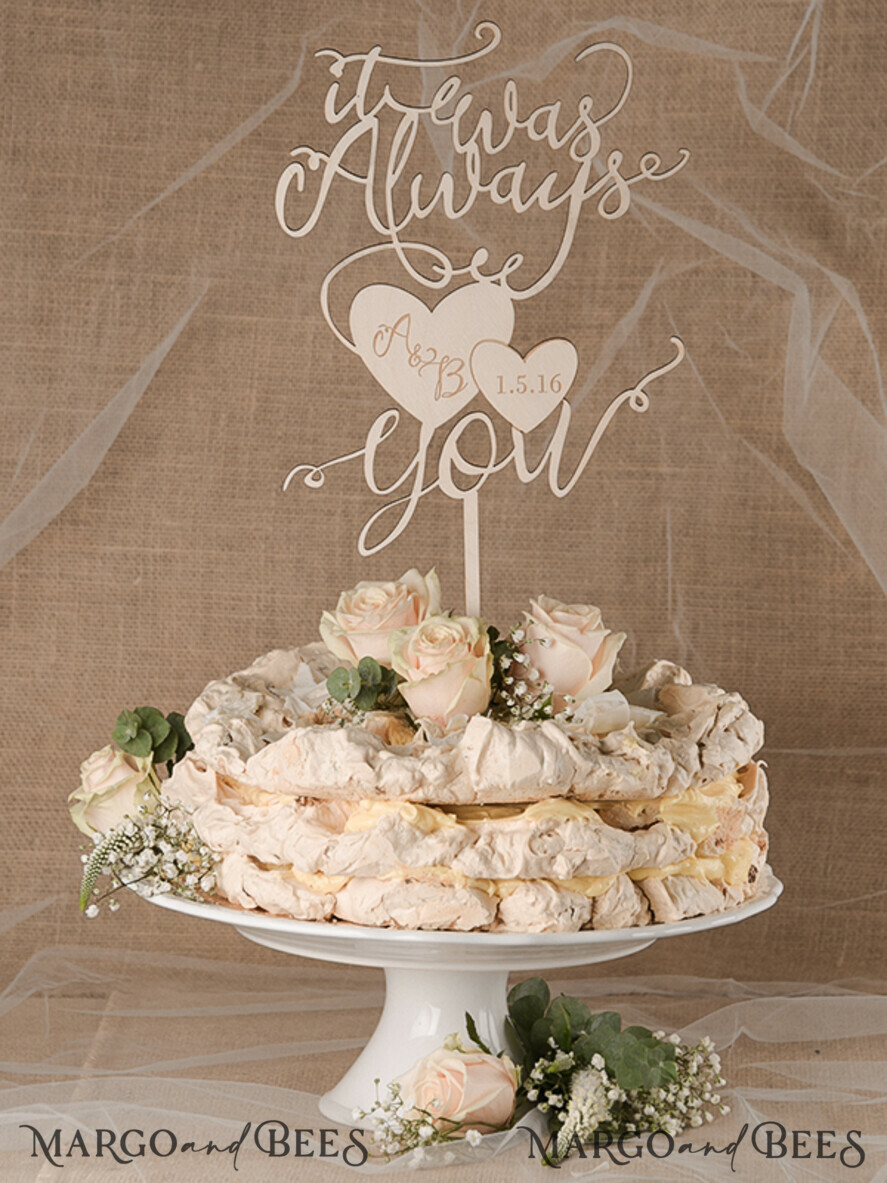 CAKE TOPPER RUSTIC wedding cake topper, wooden