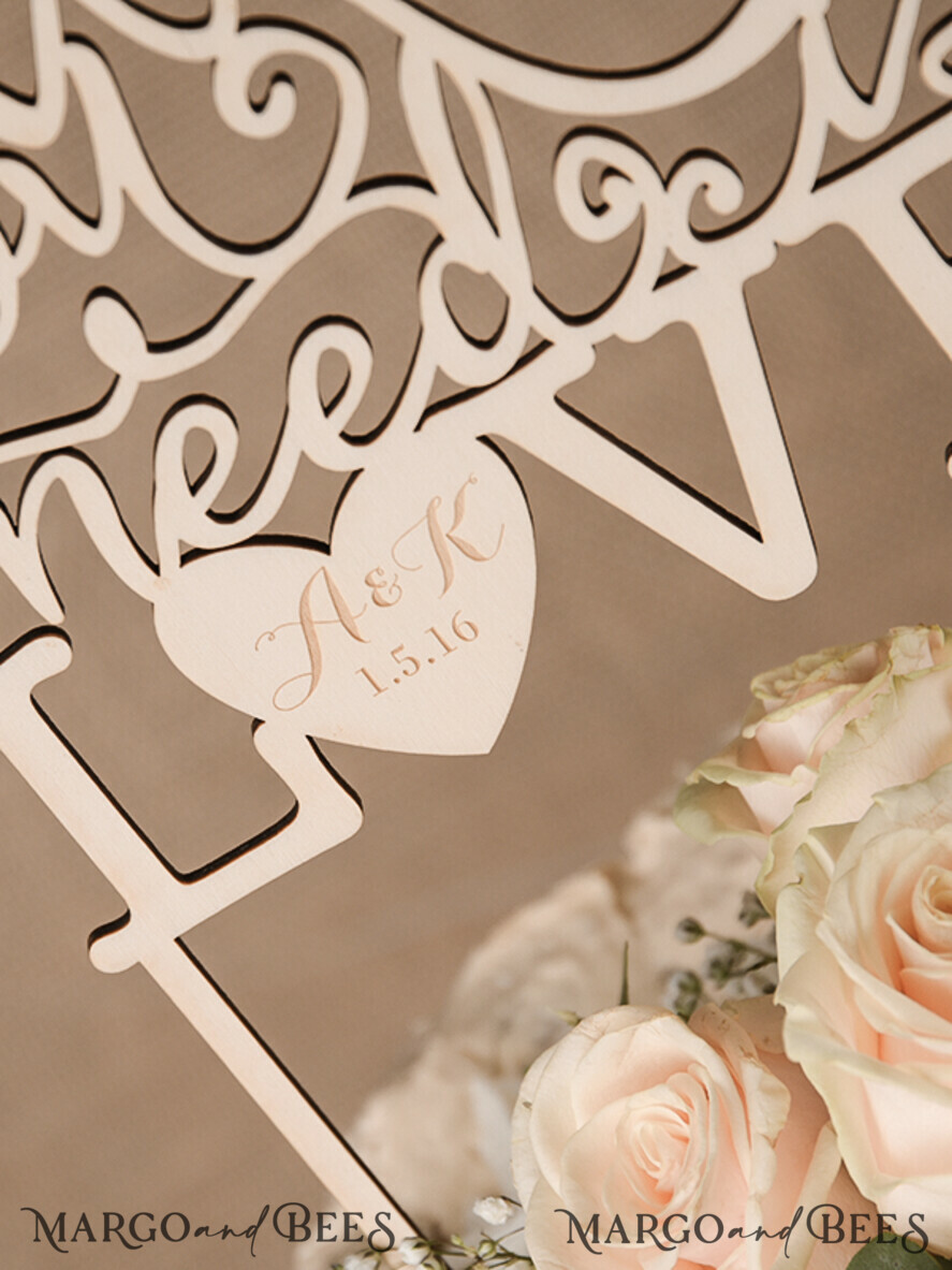 CAKE TOPPER RUSTIC wedding cake topper, wooden