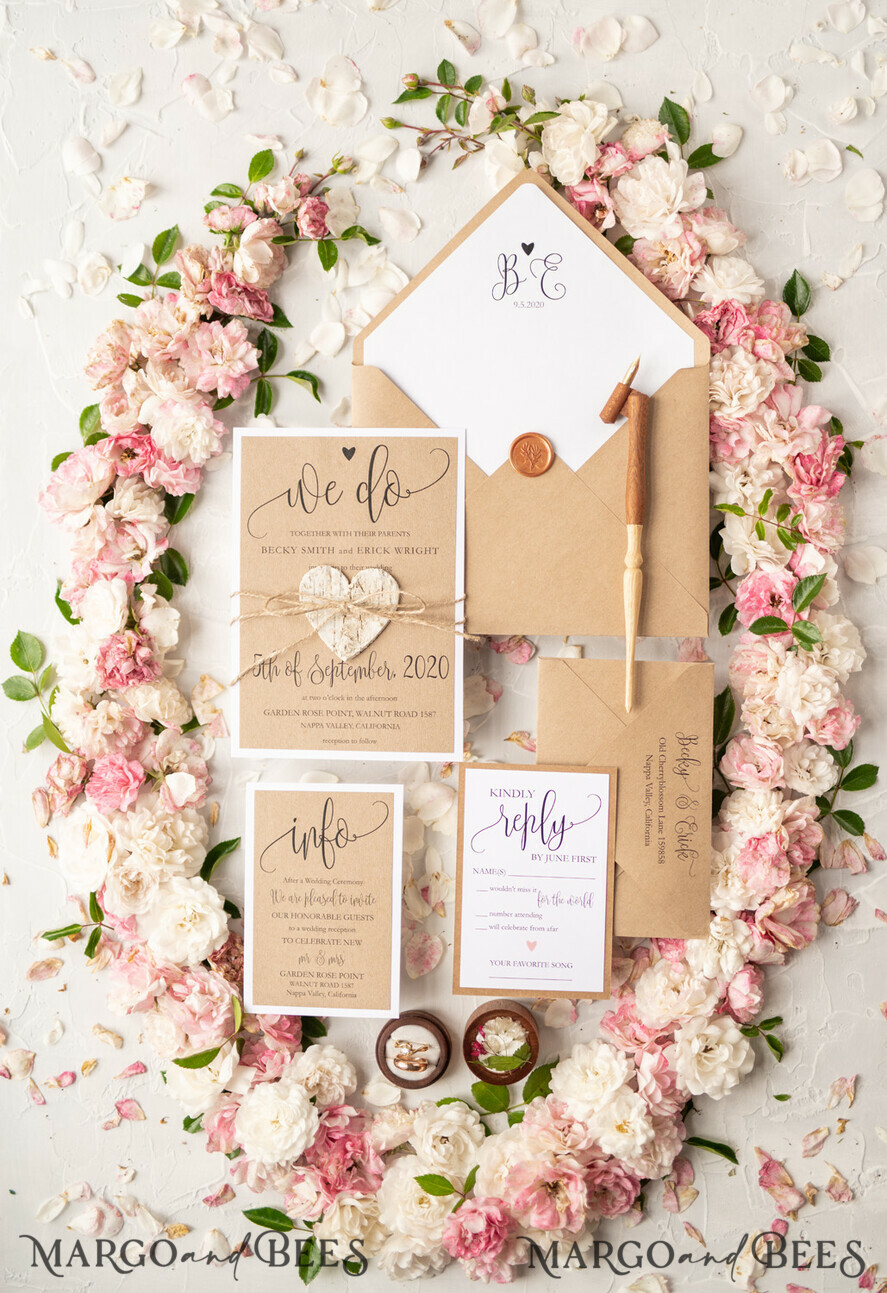 WEDDING INVITATIONS Elegant Invites Classic Cards Vintage Wooden Wedding Invitations, Elegant Birch Heart Wedding Cards, Bespoke Eco Paper Wedding Invites, Handmade Wedding Stationery