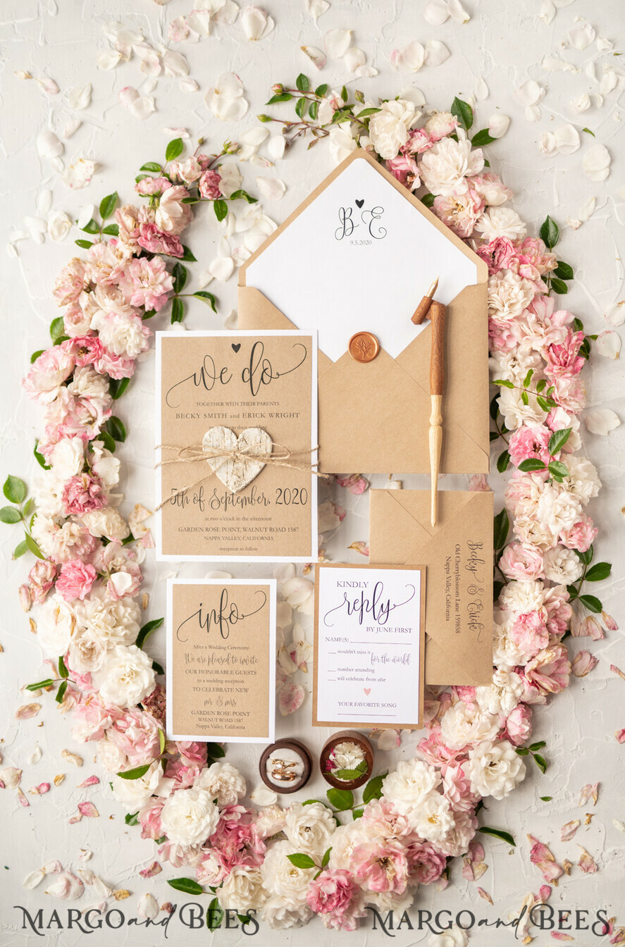 WEDDING INVITATIONS Elegant Invites Classic Cards Vintage Wooden Wedding Invitations, Elegant Birch Heart Wedding Cards, Bespoke Eco Paper Wedding Invites, Handmade Wedding Stationery