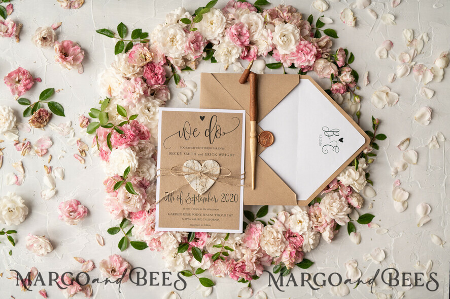 WEDDING INVITATIONS Elegant Invites Classic Cards Vintage Wooden Wedding Invitations, Elegant Birch Heart Wedding Cards, Bespoke Eco Paper Wedding Invites, Handmade Wedding Stationery