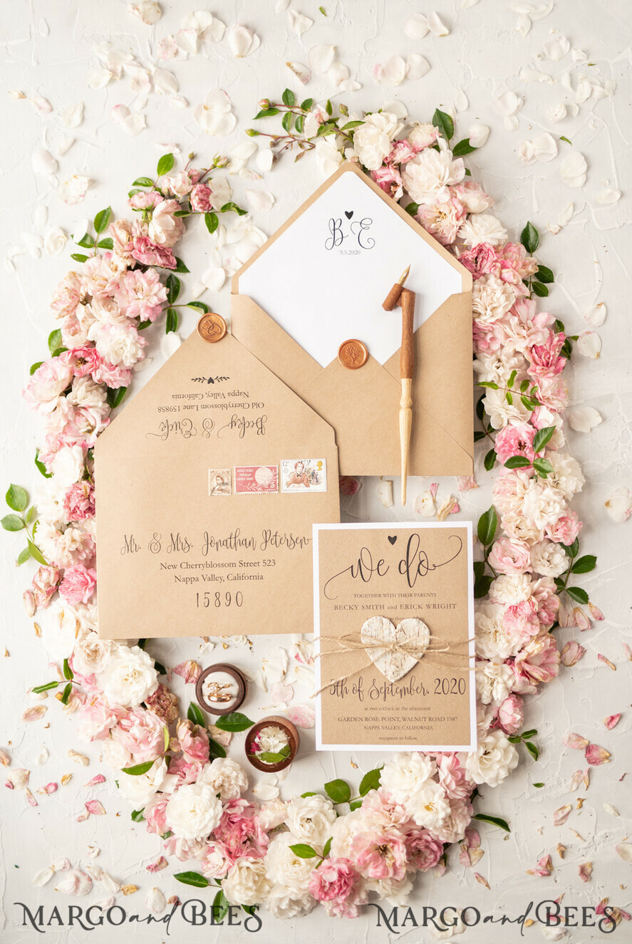 WEDDING INVITATIONS Elegant Invites Classic Cards Vintage Wooden Wedding Invitations, Elegant Birch Heart Wedding Cards, Bespoke Eco Paper Wedding Invites, Handmade Wedding Stationery