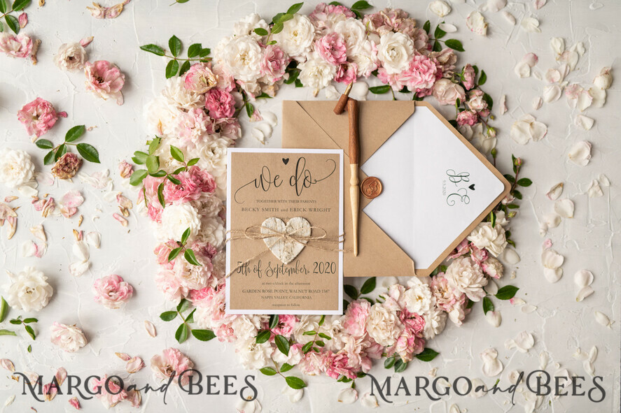 WEDDING INVITATIONS Elegant Invites Classic Cards Vintage Wooden Wedding Invitations, Elegant Birch Heart Wedding Cards, Bespoke Eco Paper Wedding Invites, Handmade Wedding Stationery