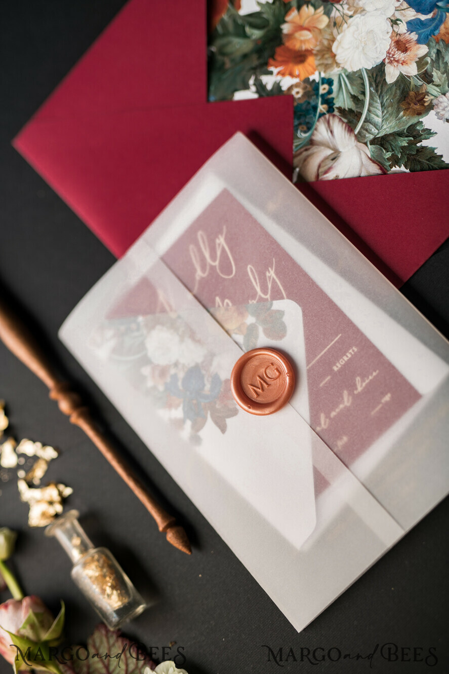 WEDDING INVITATIONS Elegant Invites Classic Cards Luxury Acrylic Plexi Wedding Invitations, Glamour Golden Shine Wedding Invites, Vintage Floral Wedding Cards, Romantic Red And Gold Wedding Invitation Suite
