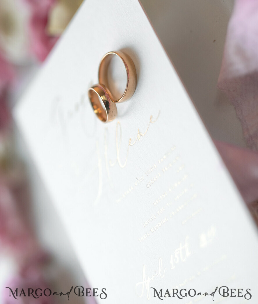 WEDDING INVITATIONS Elegant Invites Classic Cards Elegant Personalized Wedding Invitations Romantic Stationery with Vintage Garden Roses and Handmade Silk Bow Gold Foil Letters Blush Pink Envelope