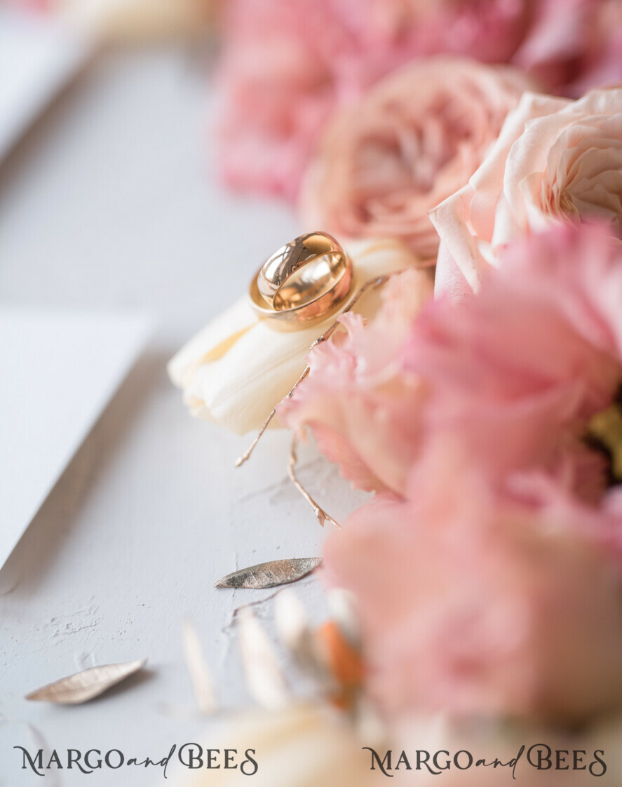 WEDDING INVITATIONS Elegant Invites Classic Cards Vintage Romantic Wedding Invitations Blossom Stationery with Gold Foil Lettering Wax Seal Blush Pink or Peach Envelope