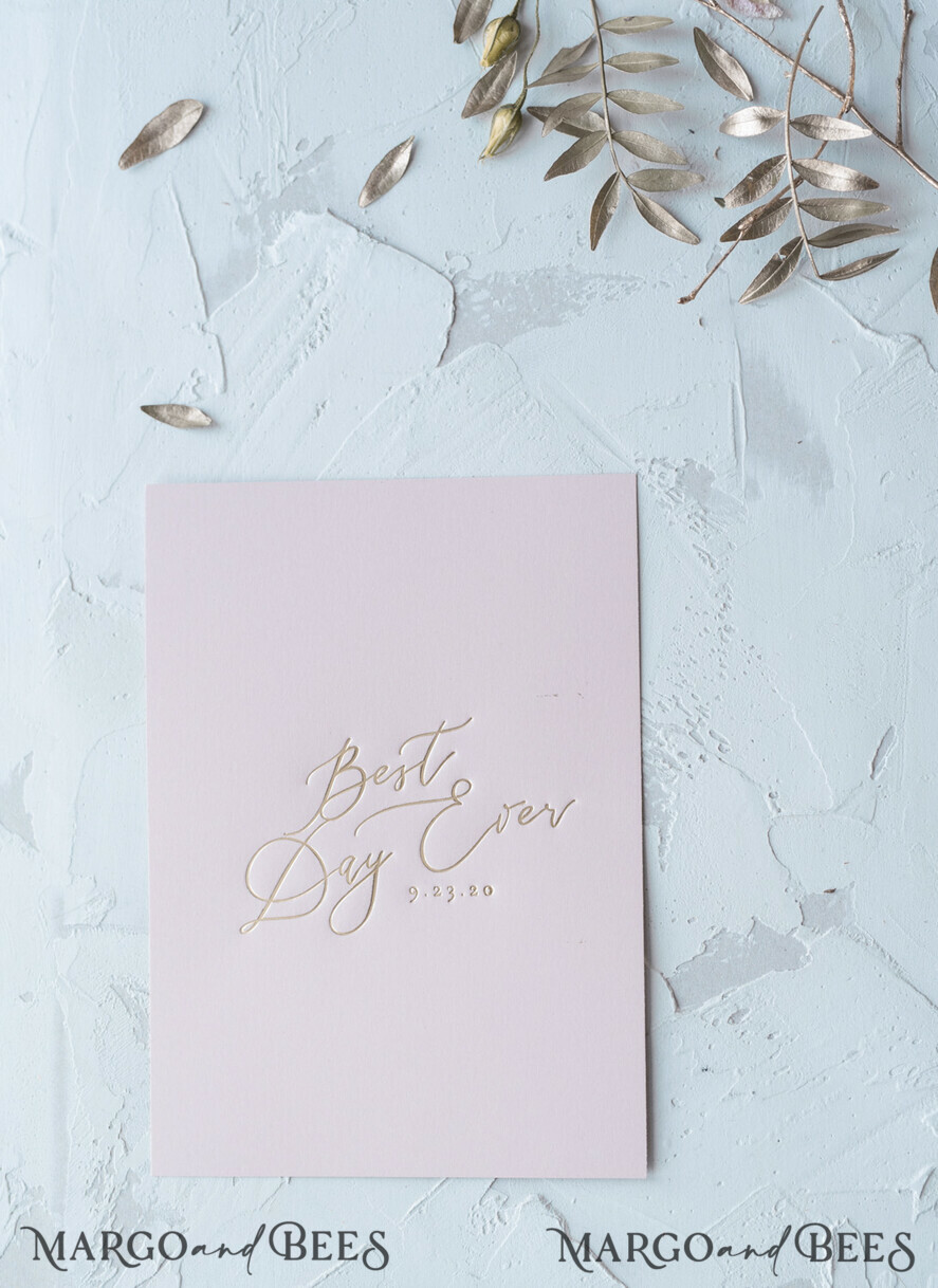 WEDDING INVITATIONS Elegant Invites Classic Cards Vintage Romantic Wedding Invitations Blossom Stationery with Gold Foil Lettering Wax Seal Blush Pink or Peach Envelope