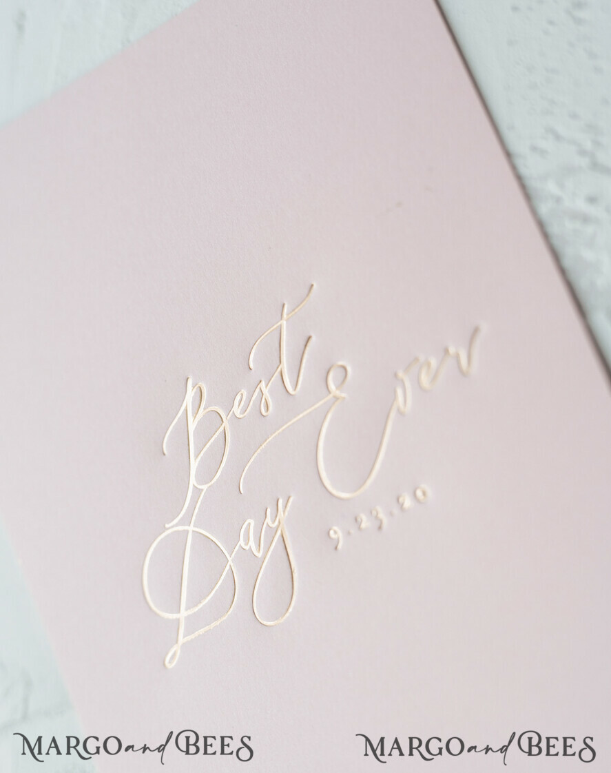 WEDDING INVITATIONS Elegant Invites Classic Cards Vintage Romantic Wedding Invitations Blossom Stationery with Gold Foil Lettering Wax Seal Blush Pink or Peach Envelope