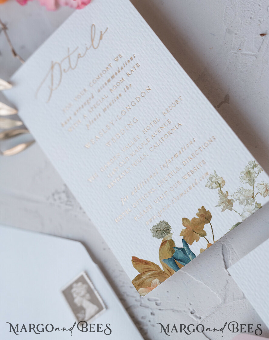 WEDDING INVITATIONS Elegant Invites Classic Cards Vintage Romantic Wedding Invitations Blossom Stationery with Gold Foil Lettering Wax Seal Blush Pink or Peach Envelope