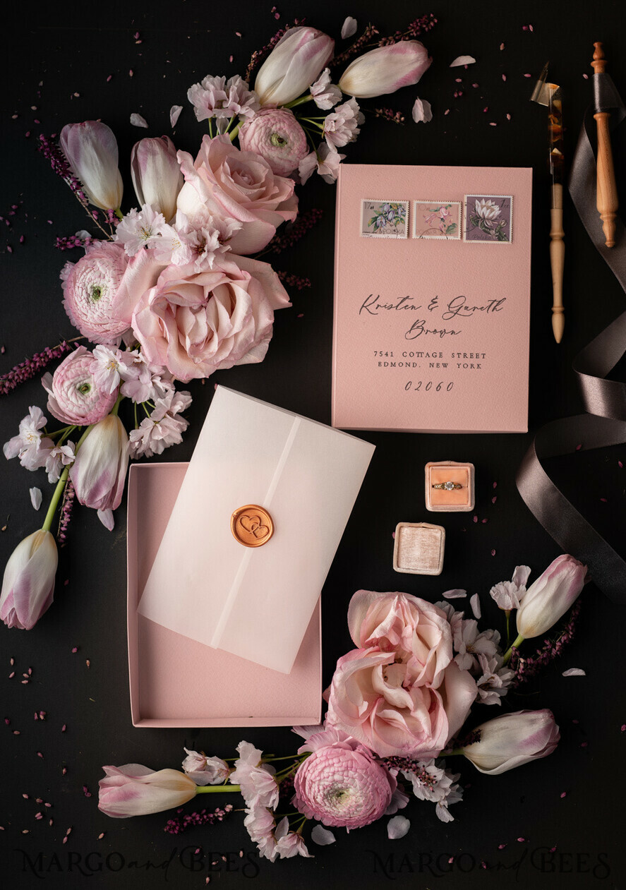 WEDDING INVITATIONS Elegant Invites Classic Cards Romantic Blush Pink Box Wedding Invitation Suite, Elegant Affordable Wedding Invites, Luxury Acrylic Plexi Wedding Invitations, Glamour Vellum Wedding Cards