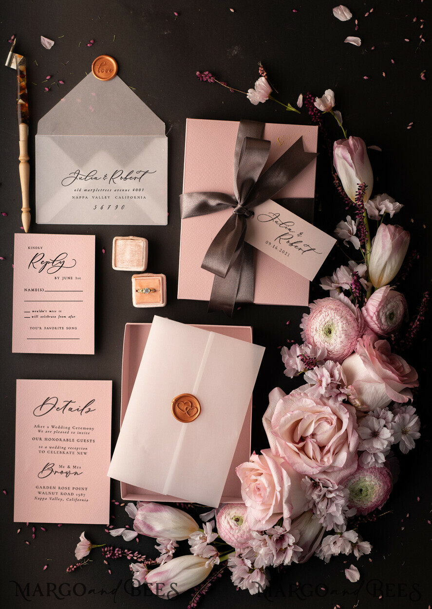 WEDDING INVITATIONS Elegant Invites Classic Cards Romantic Blush Pink Box Wedding Invitation Suite, Elegant Affordable Wedding Invites, Luxury Acrylic Plexi Wedding Invitations, Glamour Vellum Wedding Cards