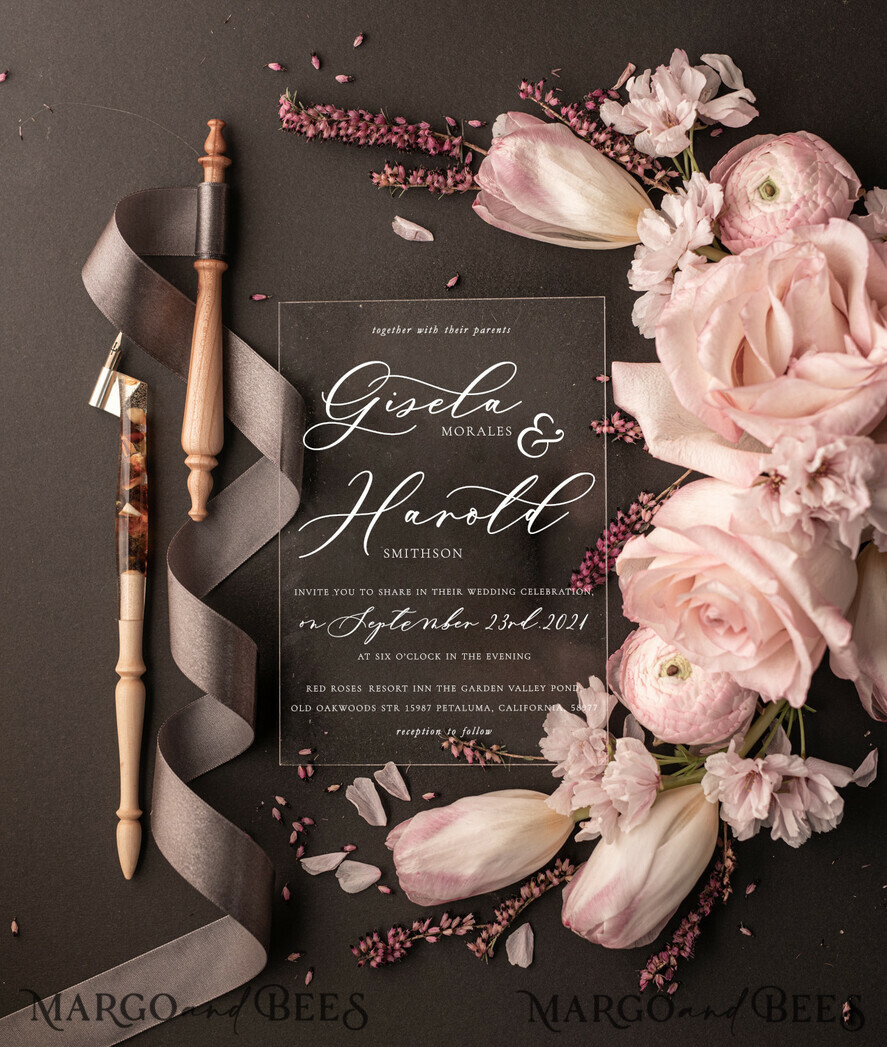 WEDDING INVITATIONS Elegant Invites Classic Cards Romantic Blush Pink Box Wedding Invitation Suite, Elegant Affordable Wedding Invites, Luxury Acrylic Plexi Wedding Invitations, Glamour Vellum Wedding Cards