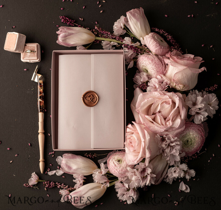 WEDDING INVITATIONS Elegant Invites Classic Cards Romantic Blush Pink Box Wedding Invitation Suite, Elegant Affordable Wedding Invites, Luxury Acrylic Plexi Wedding Invitations, Glamour Vellum Wedding Cards