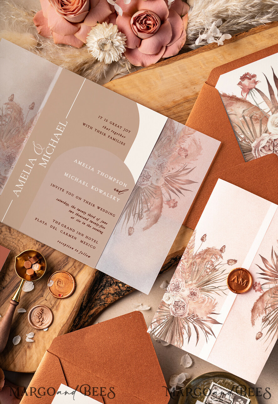 WEDDING INVITATIONS Elegant Invites Classic Cards Terrcotta Acrylic Wedding invitations, Elegant Fall wedding invitation Suite • Luxury Copper Wedding Invitation Suite • Terracotta wedding Stationery