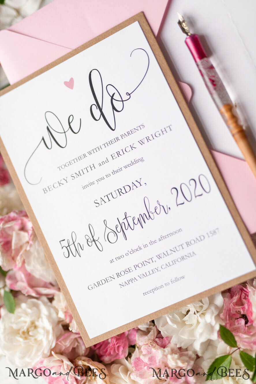 WEDDING INVITATIONS Elegant Invites Classic Cards Vintage Wooden Wedding Invitations, Elegant Birch Heart Wedding Cards, Bespoke Pink Wedding Invites, Handmade Wedding Stationery