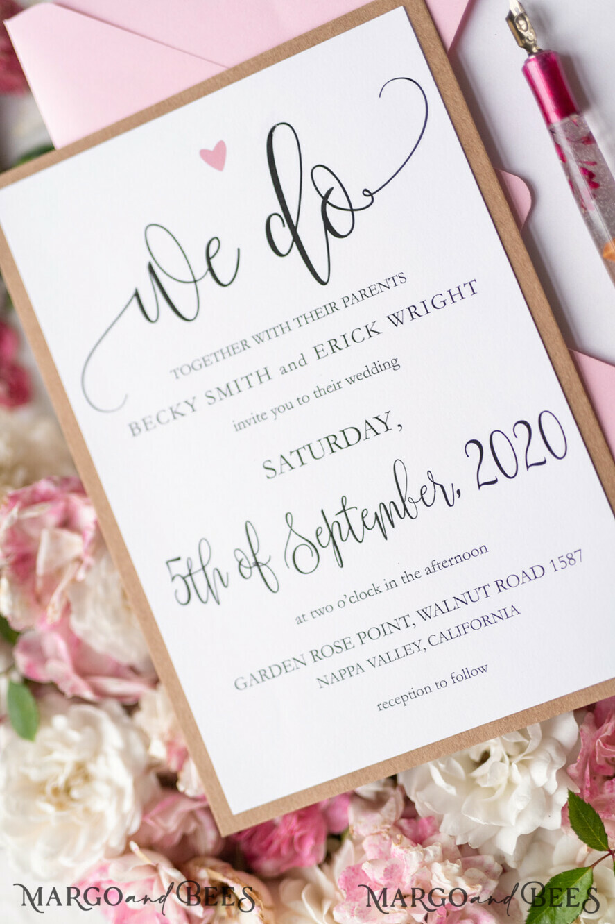 WEDDING INVITATIONS Elegant Invites Classic Cards Vintage Wooden Wedding Invitations, Elegant Birch Heart Wedding Cards, Bespoke Pink Wedding Invites, Handmade Wedding Stationery