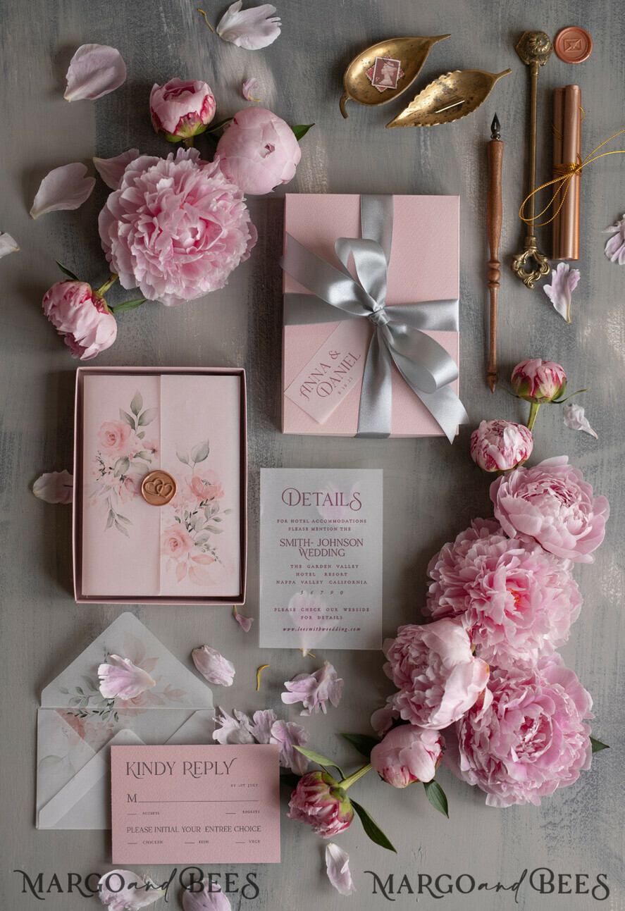WEDDING INVITATIONS Elegant Invites Classic Cards Luxury Acrylic Plexi Wedding Invitations, Romantic Blush Pink Wedding Invites, Elegant Floral Wedding Cards, Bespoke Spring Wedding Invitation Suite