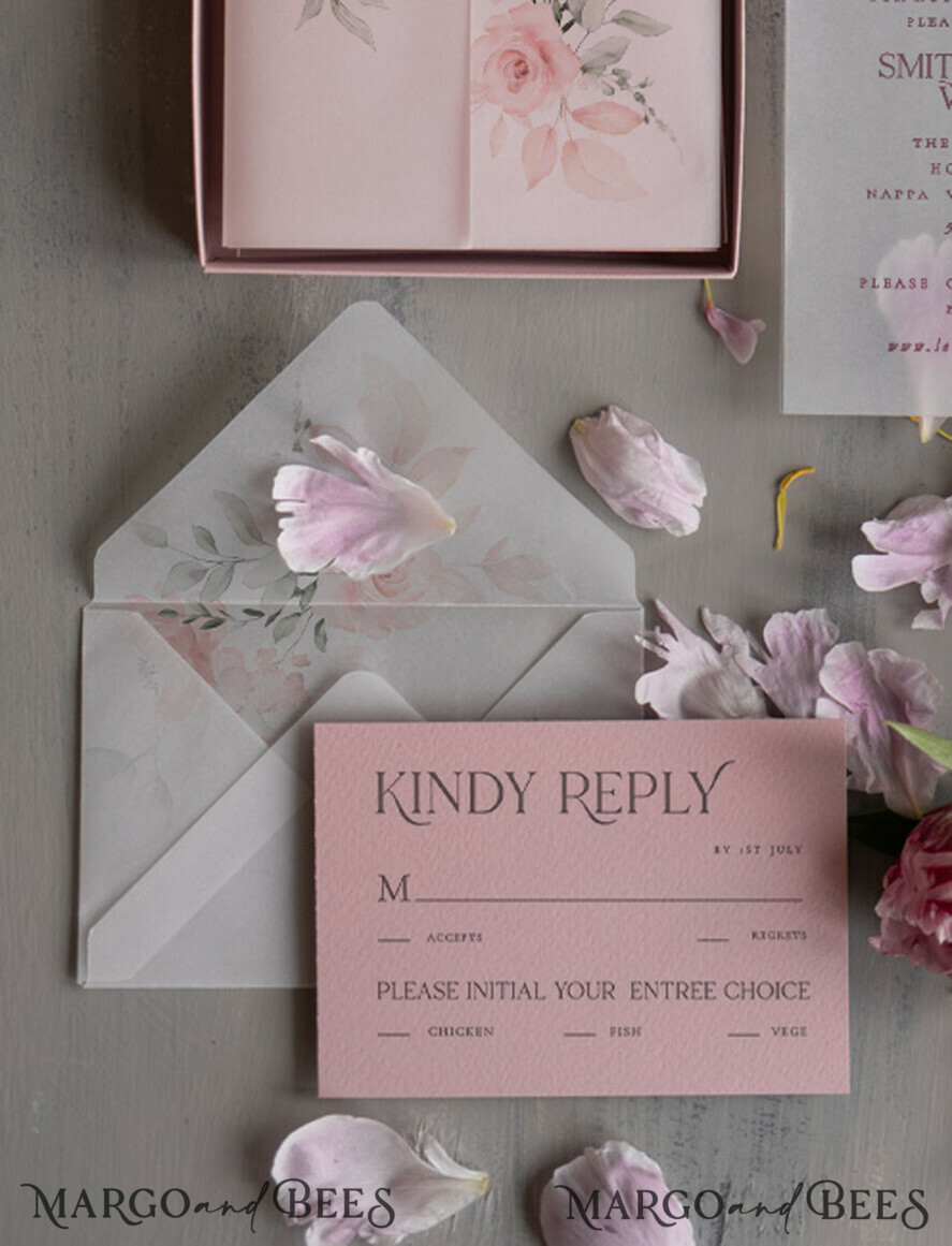 WEDDING INVITATIONS Elegant Invites Classic Cards Luxury Acrylic Plexi Wedding Invitations, Romantic Blush Pink Wedding Invites, Elegant Floral Wedding Cards, Bespoke Spring Wedding Invitation Suite