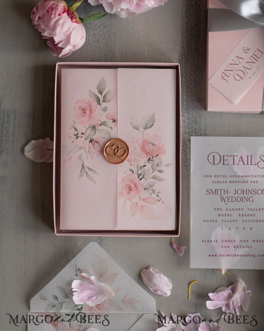 WEDDING INVITATIONS Elegant Invites Classic Cards Luxury Acrylic Plexi Wedding Invitations, Romantic Blush Pink Wedding Invites, Elegant Floral Wedding Cards, Bespoke Spring Wedding Invitation Suite