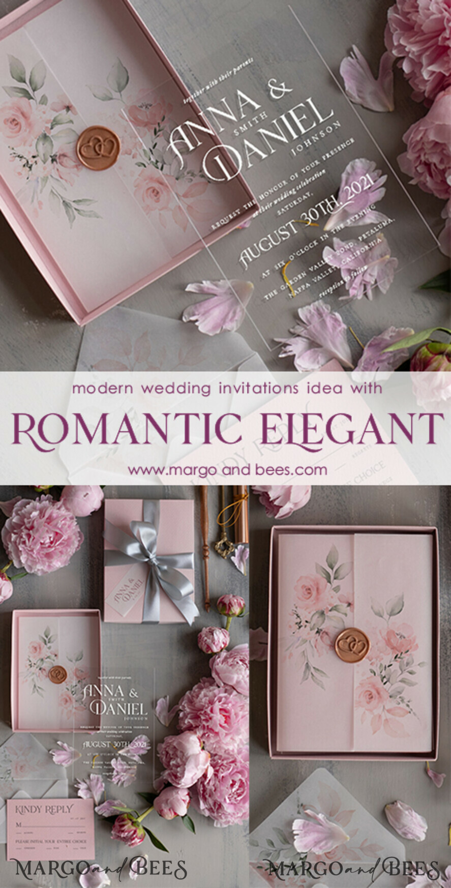 WEDDING INVITATIONS Elegant Invites Classic Cards Luxury Acrylic Plexi Wedding Invitations, Romantic Blush Pink Wedding Invites, Elegant Floral Wedding Cards, Bespoke Spring Wedding Invitation Suite