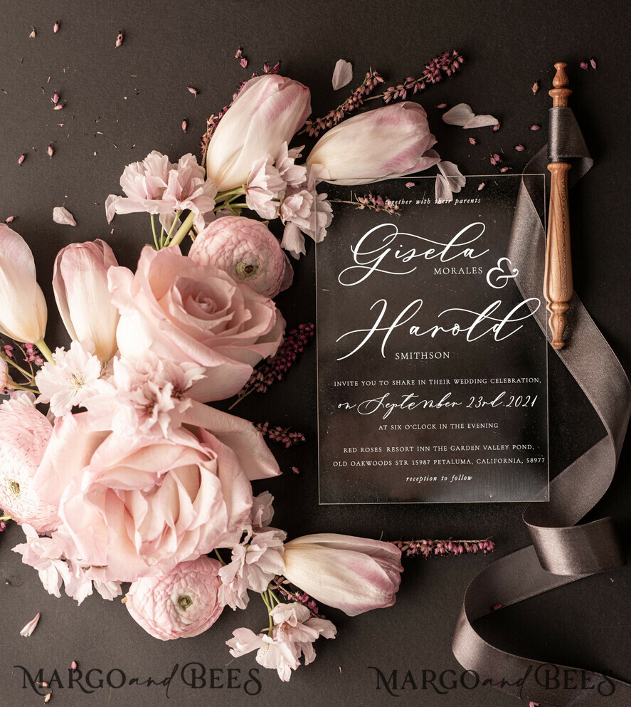 WEDDING INVITATIONS Elegant Invites Classic Cards Romantic Blush Pink Box Wedding Invitation Suite, Elegant Heather Wedding Invites, Luxury Acrylic Plexi Wedding Invitations, Glamour Vellum Wedding Cards