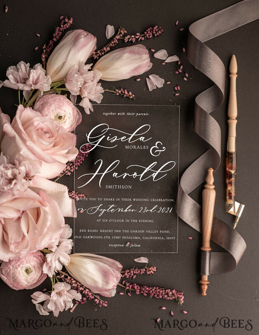 WEDDING INVITATIONS Elegant Invites Classic Cards Romantic Blush Pink Box Wedding Invitation Suite, Elegant Heather Wedding Invites, Luxury Acrylic Plexi Wedding Invitations, Glamour Vellum Wedding Cards