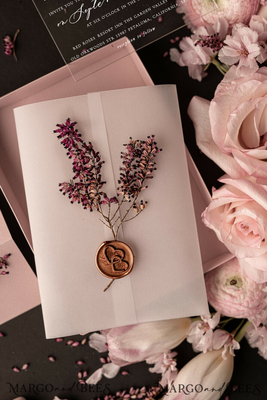 WEDDING INVITATIONS Elegant Invites Classic Cards Romantic Blush Pink Box Wedding Invitation Suite, Elegant Heather Wedding Invites, Luxury Acrylic Plexi Wedding Invitations, Glamour Vellum Wedding Cards