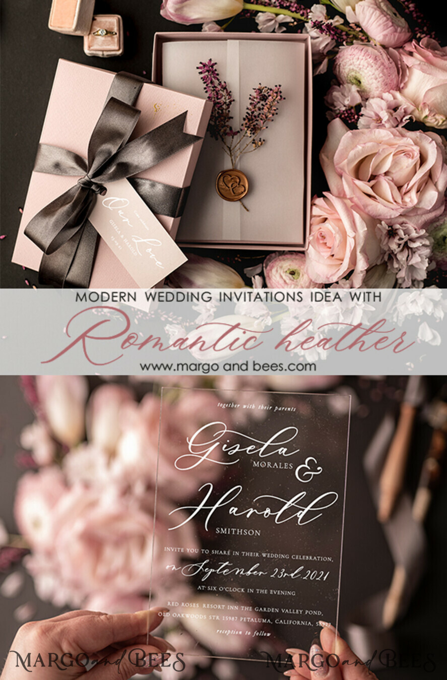 WEDDING INVITATIONS Elegant Invites Classic Cards Chic wedding invitation elegant and romantic heather wedding acrylic card with box