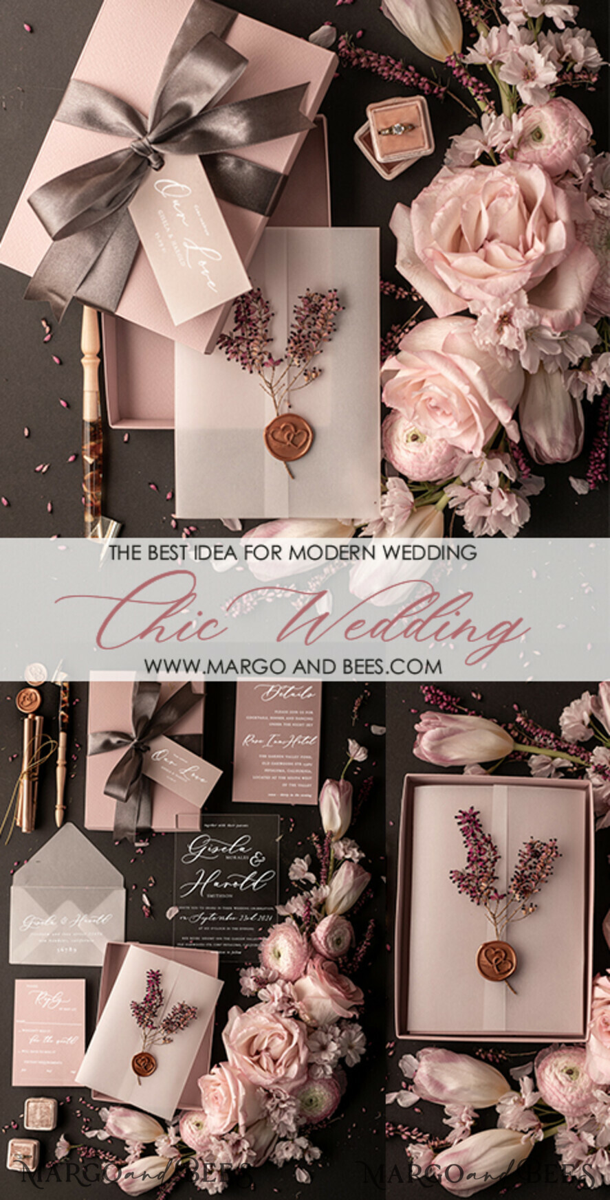 WEDDING INVITATIONS Elegant Invites Classic Cards Chic wedding invitation elegant and romantic heather wedding acrylic card with box