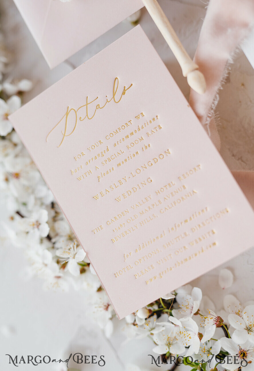 WEDDING INVITATIONS Elegant Invites Classic Cards Cherry Blossom Personalized Wedding Invitations Elegant Stationery with Golden Letter Velvet silk Bow Blush Pink Envelope with Floral Liner