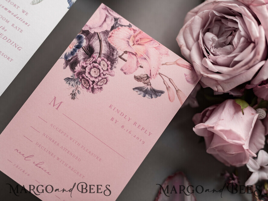 WEDDING INVITATIONS Elegant Invites Classic Cards Luxury Floral Acrylic Plexi Wedding Invitations, Romantic Blush Pink Wedding Invites, Vintage Wedding Invitation Suite, Elegant And Handmade Wedding Cards